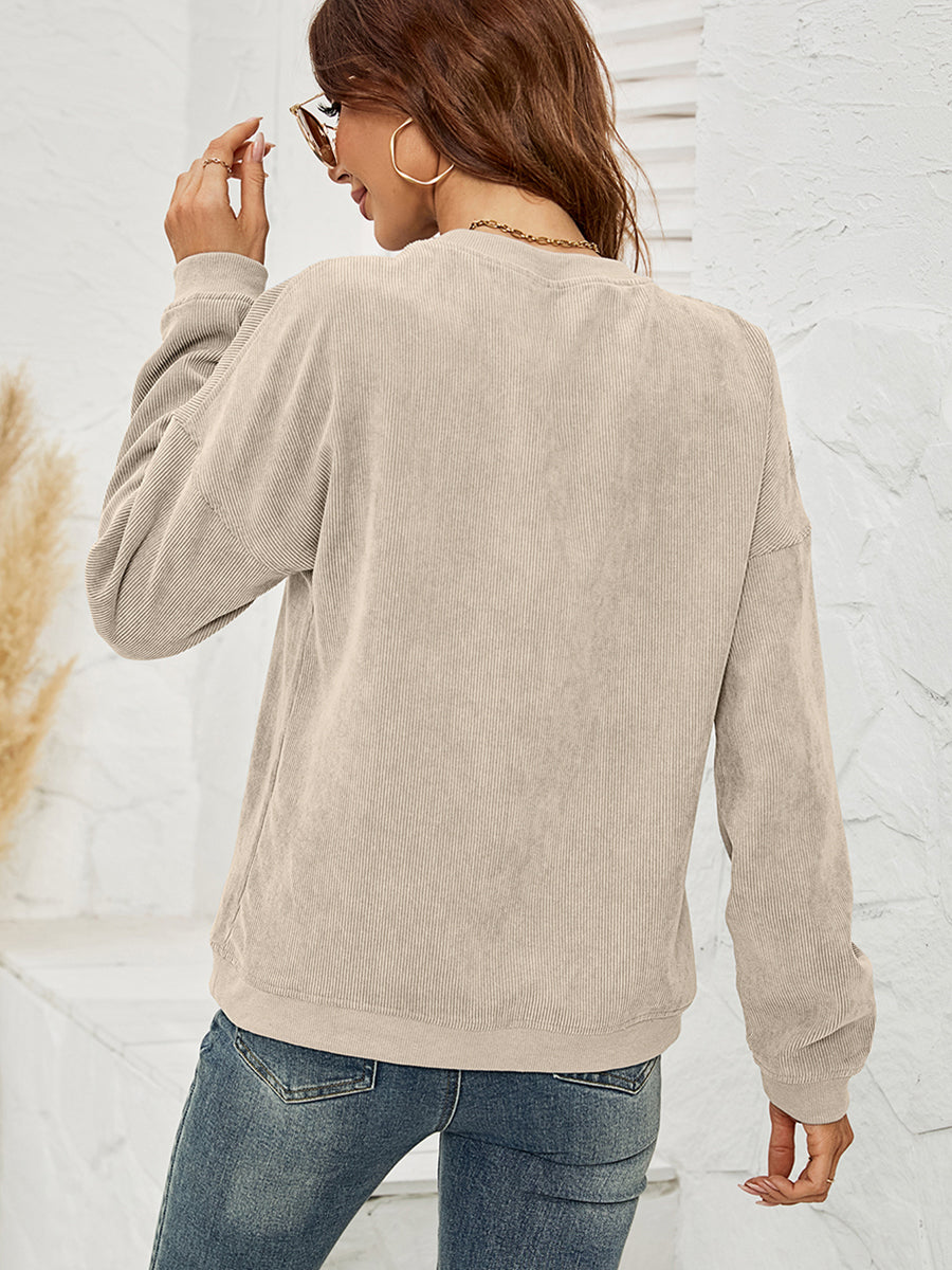 Corded sweatshirt in beige
